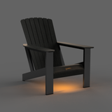 Front view of Muskoka Carbon with Slate Legs and lit heating element 