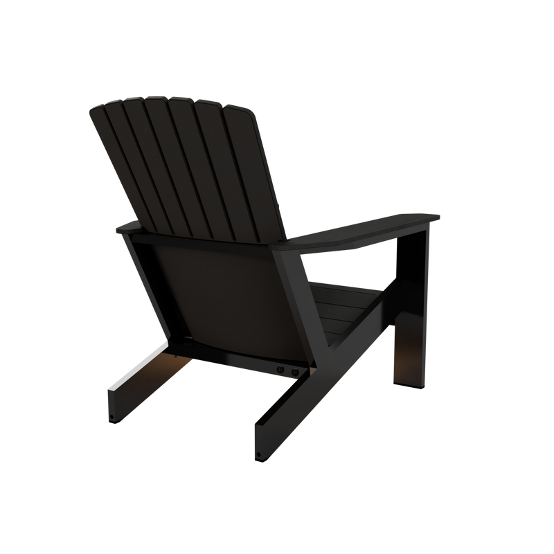 Back view of Muskoka Carbon Black with Slate legs. 